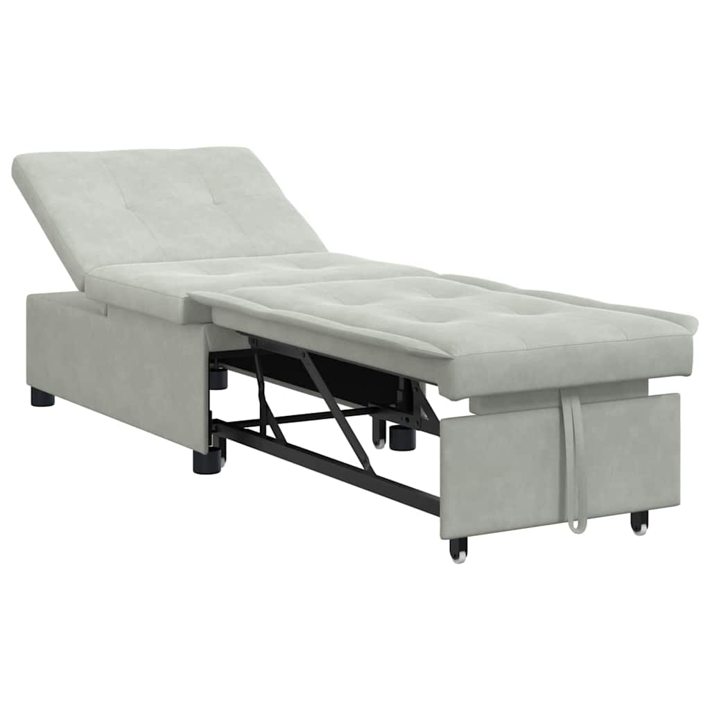 Sofá-Cama Cinzento-claro 67 x 194 x 38 cm Veludo