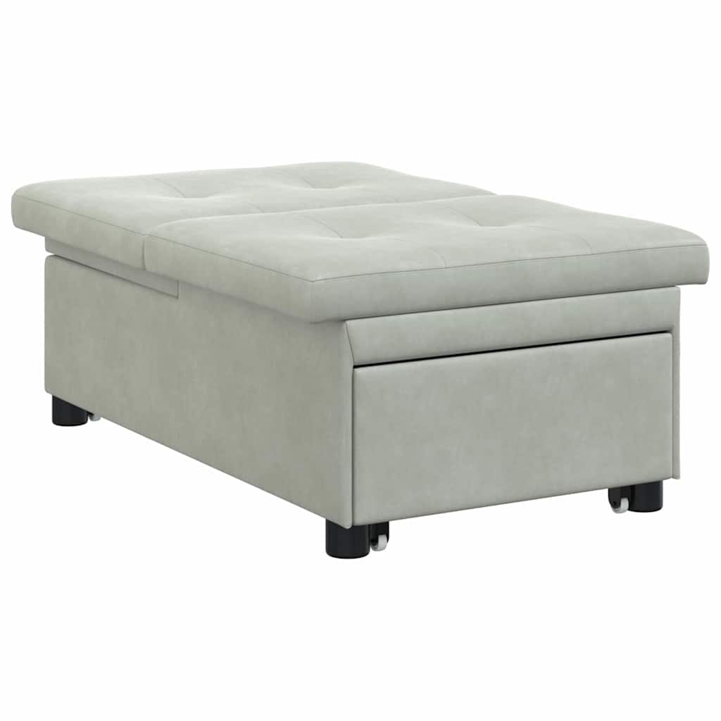 Sofá-Cama Cinzento-claro 67 x 194 x 38 cm Veludo