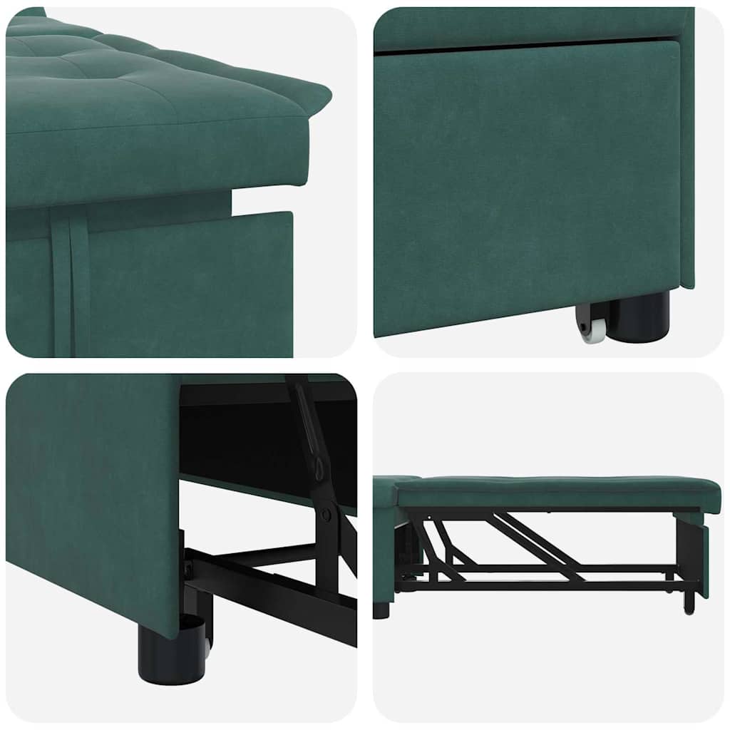 Sofá-Cama Verde-escuro 67 x 194 x 38 cm Veludo