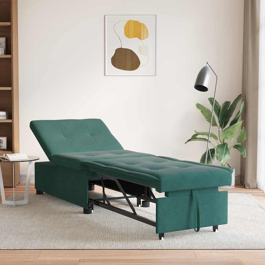 Sofá-Cama Verde-escuro 67 x 194 x 38 cm Veludo