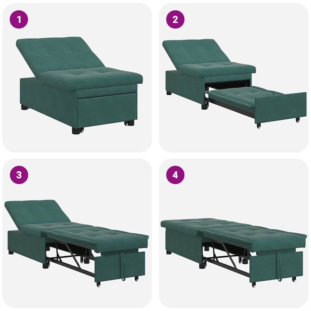 Sofá-Cama Verde-escuro 67 x 194 x 38 cm Veludo