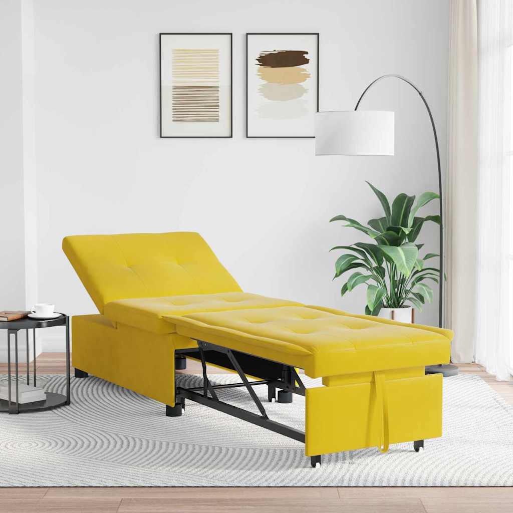 Sofá-Cama Amarelo 67 x 194 x 38 cm Veludo