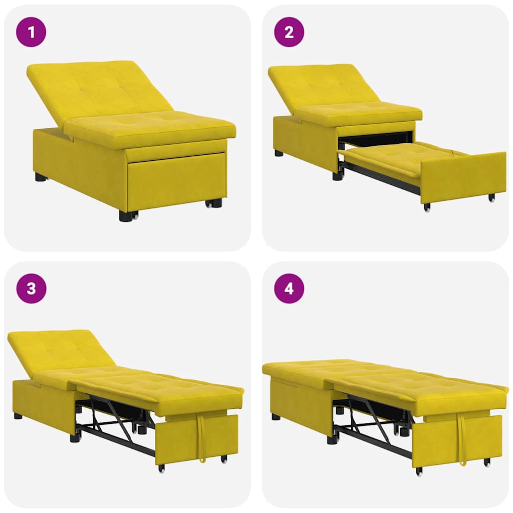 Sofá-Cama Amarelo 67 x 194 x 38 cm Veludo