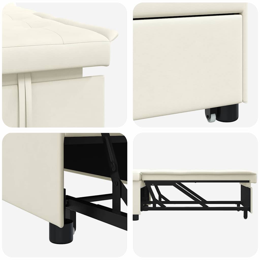 Sofá-Cama Creme 67 x 194 x 38 cm Veludo