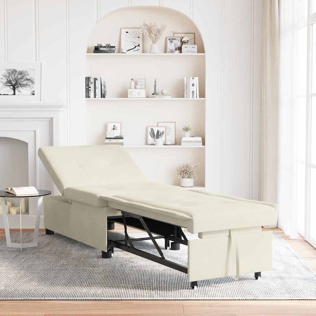 Sofá-Cama Creme 67 x 194 x 38 cm Veludo