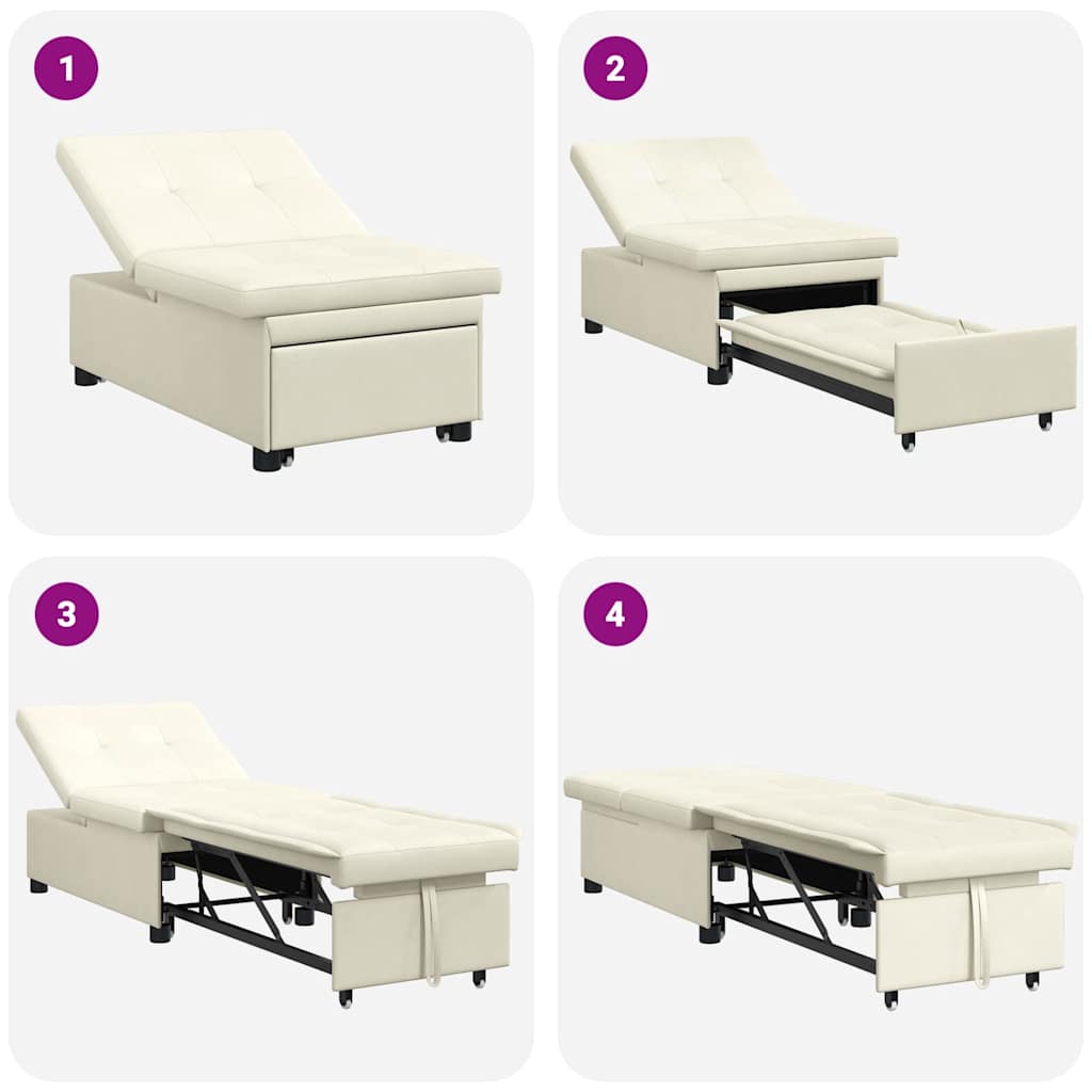 Sofá-Cama Creme 67 x 194 x 38 cm Veludo