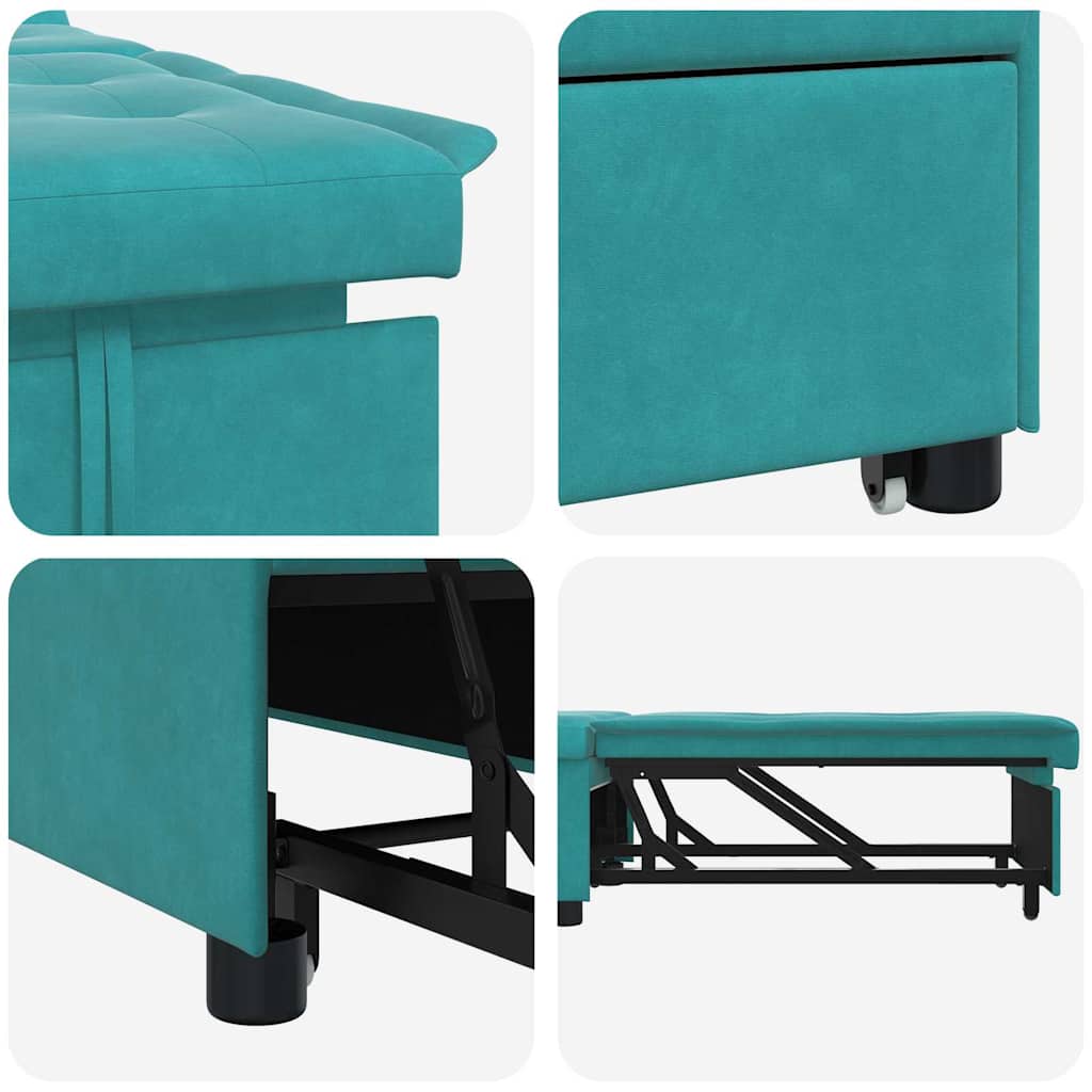 Sofá-Cama Turquesa 67 x 194 x 38 cm Veludo