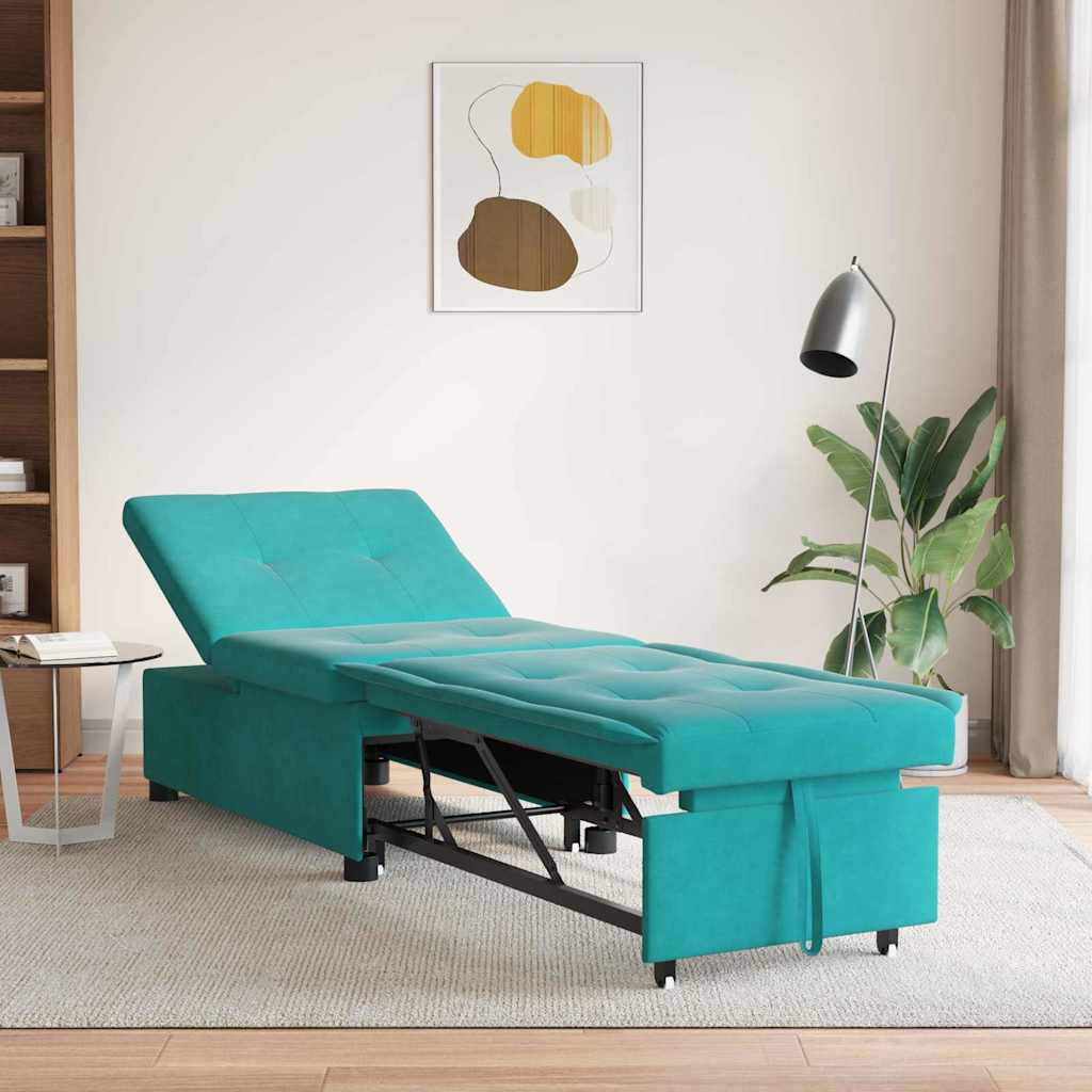 Sofá-Cama Turquesa 67 x 194 x 38 cm Veludo