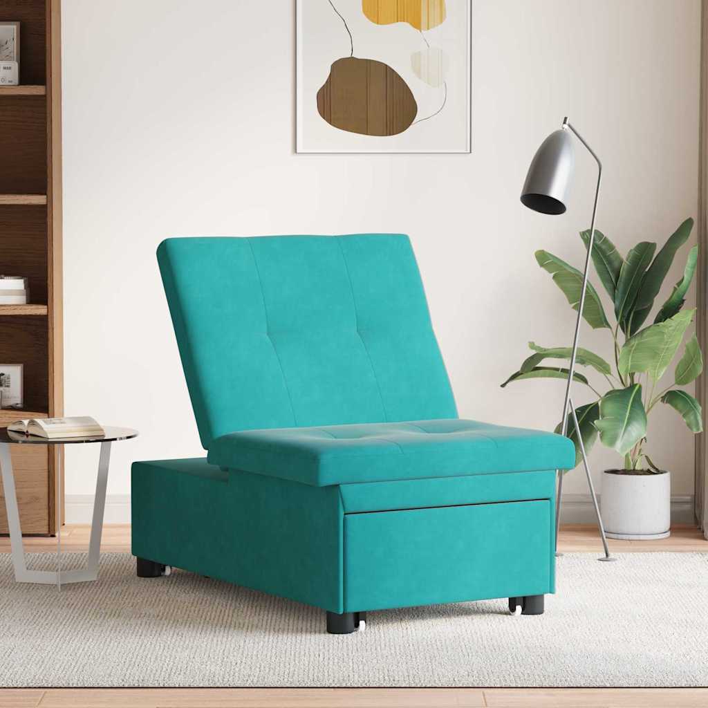 Sofá-Cama Turquesa 67 x 194 x 38 cm Veludo