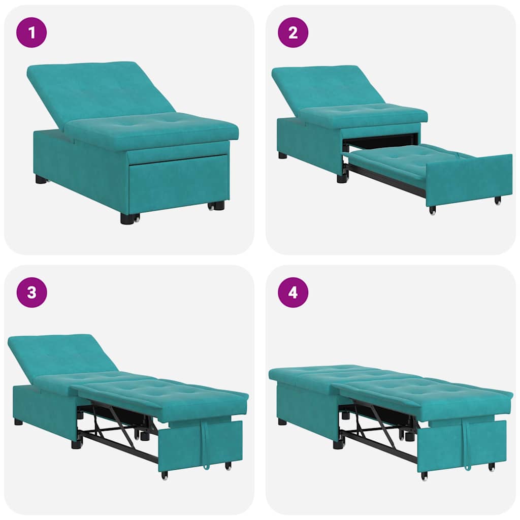 Sofá-Cama Turquesa 67 x 194 x 38 cm Veludo