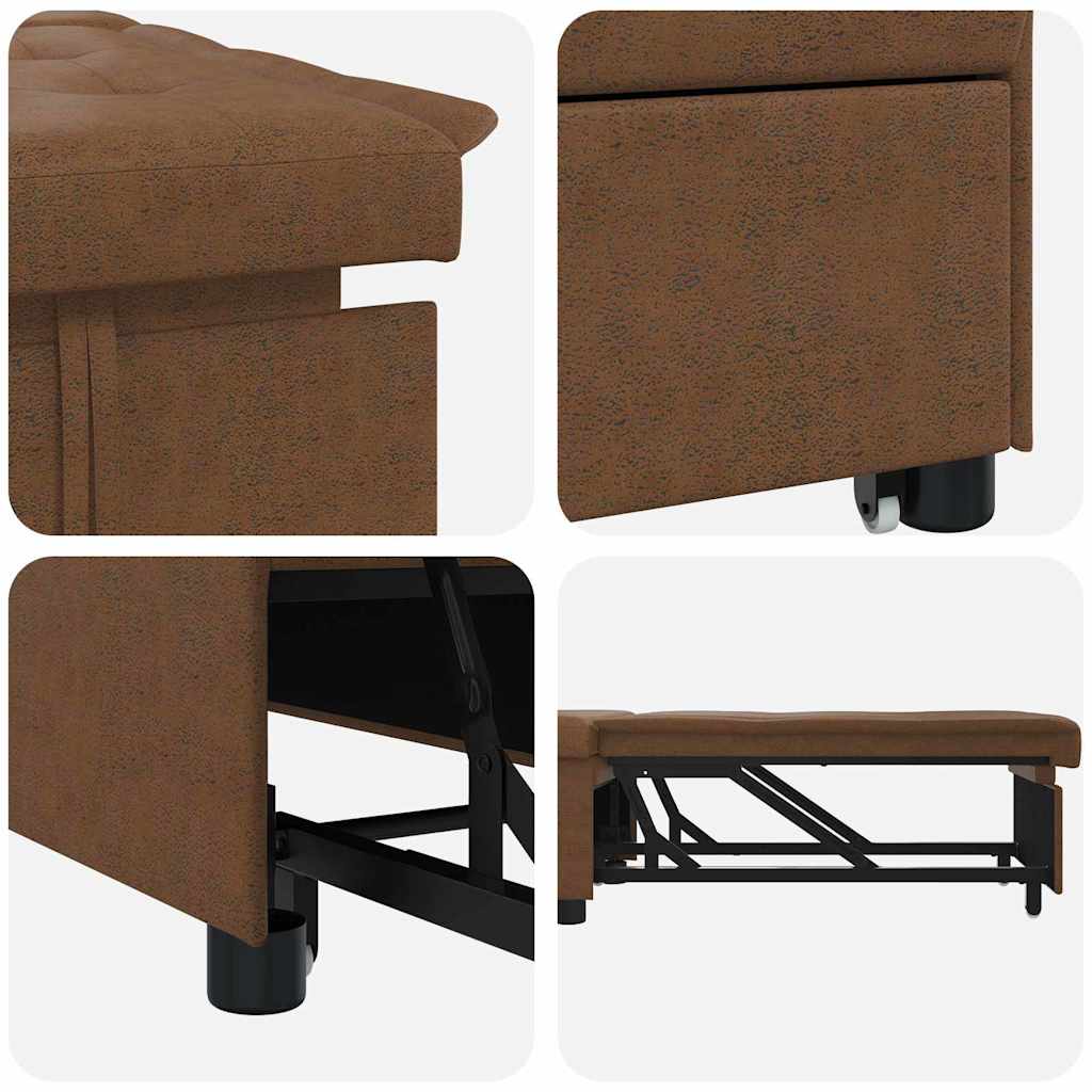 Sofá-Cama Castanho 67 x 194 x 38 cm Couro camurça sintético