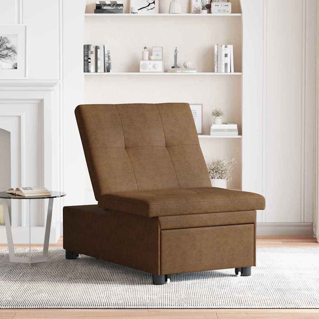 Sofá-Cama Castanho 67 x 194 x 38 cm Couro camurça sintético