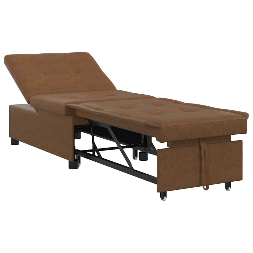 Sofá-Cama Castanho 67 x 194 x 38 cm Couro camurça sintético