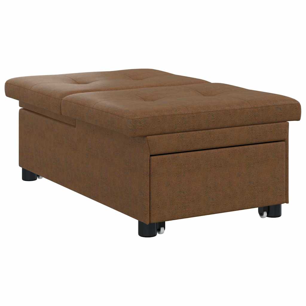 Sofá-Cama Castanho 67 x 194 x 38 cm Couro camurça sintético