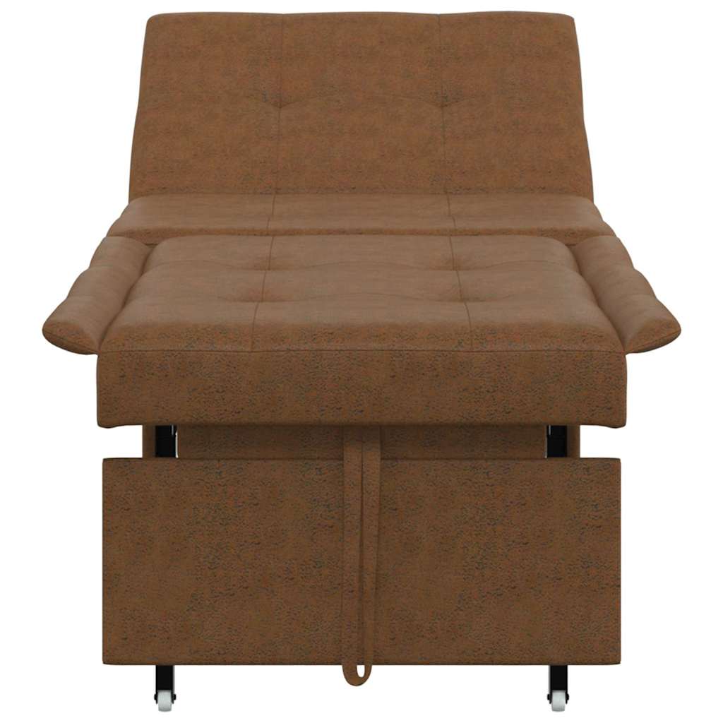 Sofá-Cama Castanho 67 x 194 x 38 cm Couro camurça sintético
