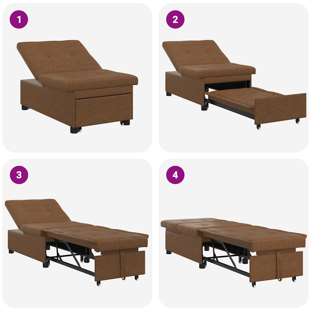 Sofá-Cama Castanho 67 x 194 x 38 cm Couro camurça sintético