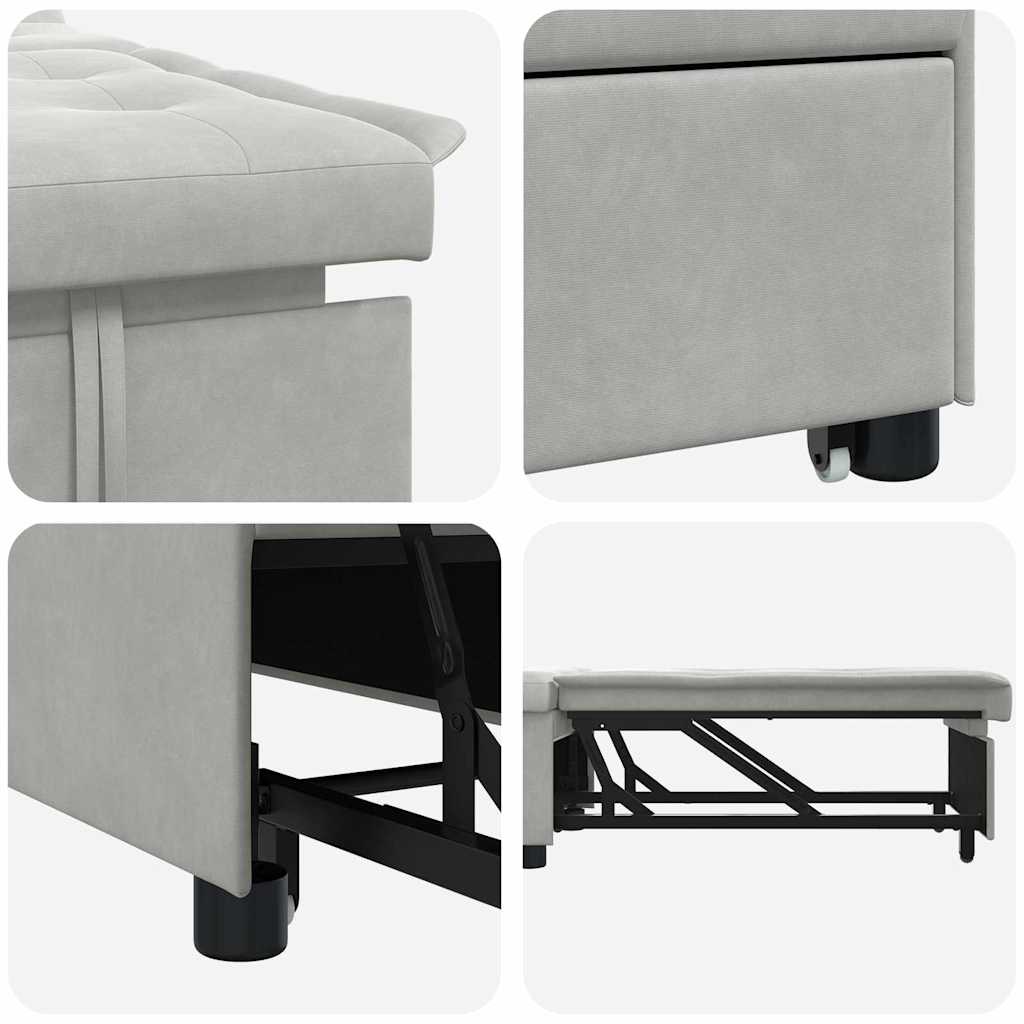 Sofá-Cama Cinzento-claro 67 x 194 x 82 cm Tecido de Microfibra