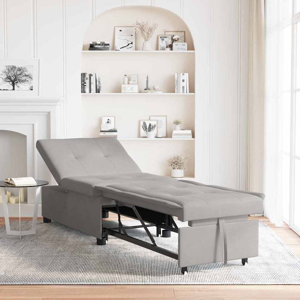 Sofá-Cama Cinzento-claro 67 x 194 x 82 cm Tecido de Microfibra