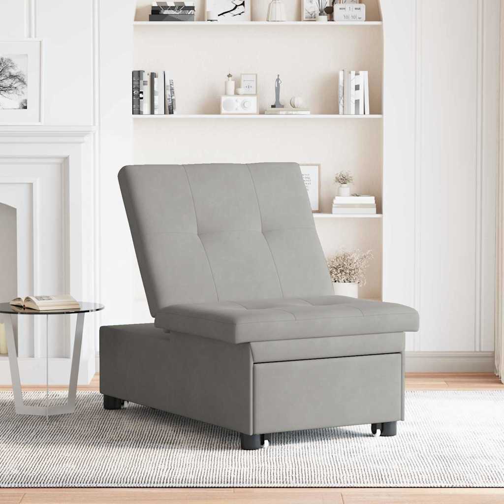 Sofá-Cama Cinzento-claro 67 x 194 x 82 cm Tecido de Microfibra