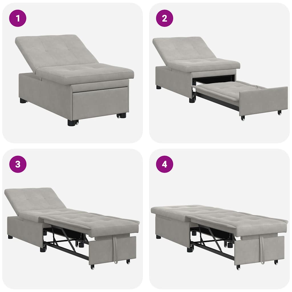 Sofá-Cama Cinzento-claro 67 x 194 x 82 cm Tecido de Microfibra