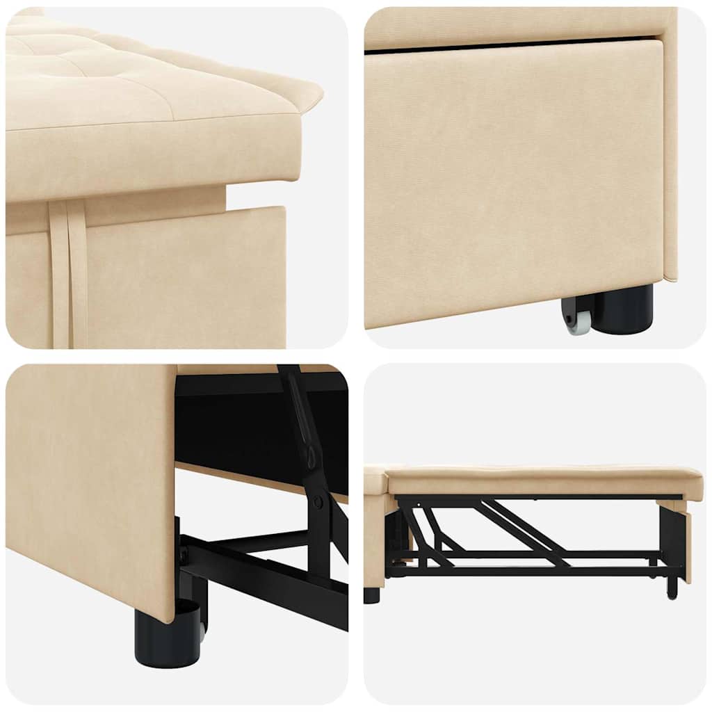 Sofá-Cama Creme 67 x 194 x 82 cm Tecido de Microfibra