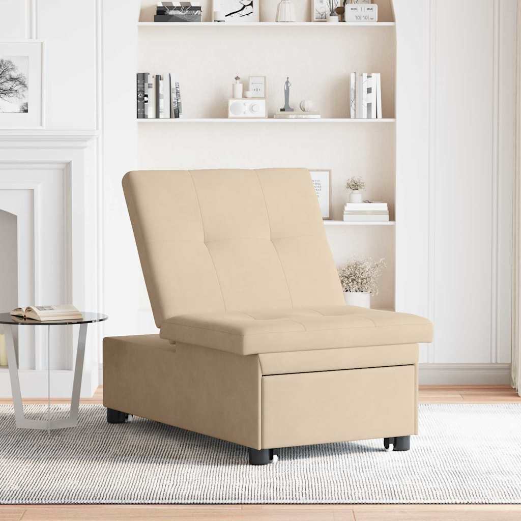 Sofá-Cama Creme 67 x 194 x 82 cm Tecido de Microfibra