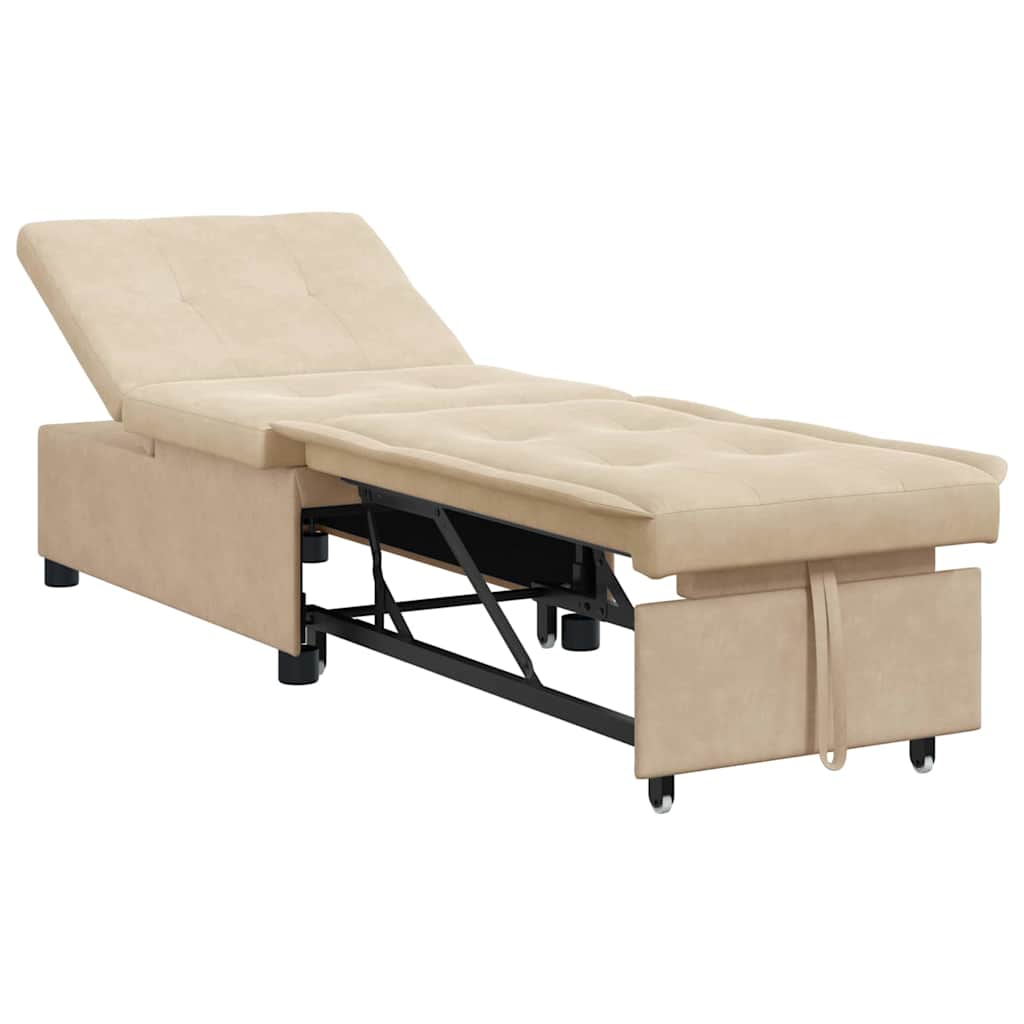 Sofá-Cama Creme 67 x 194 x 82 cm Tecido de Microfibra