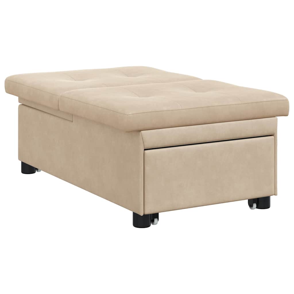 Sofá-Cama Creme 67 x 194 x 82 cm Tecido de Microfibra