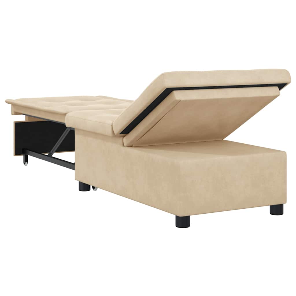 Sofá-Cama Creme 67 x 194 x 82 cm Tecido de Microfibra