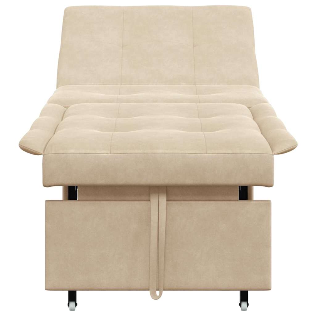 Sofá-Cama Creme 67 x 194 x 82 cm Tecido de Microfibra