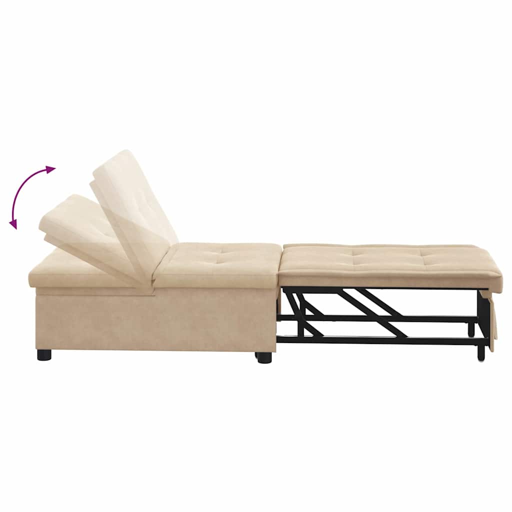 Sofá-Cama Creme 67 x 194 x 82 cm Tecido de Microfibra