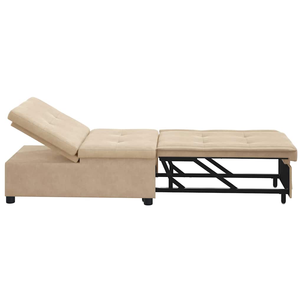 Sofá-Cama Creme 67 x 194 x 82 cm Tecido de Microfibra