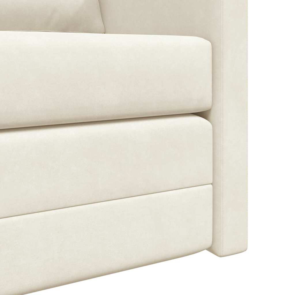 Sofá-Cama com almofada Creme 122 x 70 x 60 cm Veludo