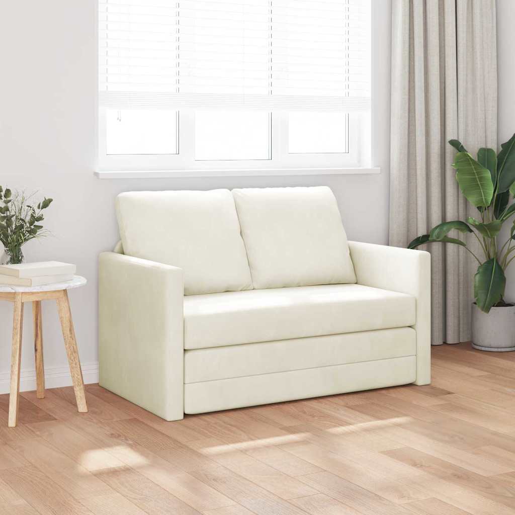 Sofá-Cama com almofada Creme 122 x 70 x 60 cm Veludo