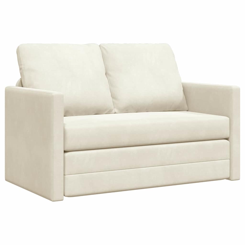 Sofá-Cama com almofada Creme 122 x 70 x 60 cm Veludo