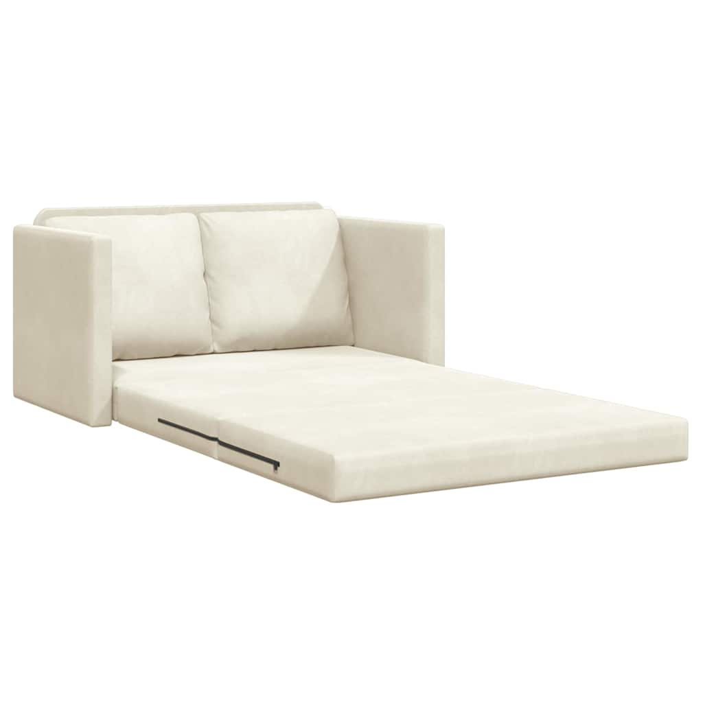 Sofá-Cama com almofada Creme 122 x 70 x 60 cm Veludo