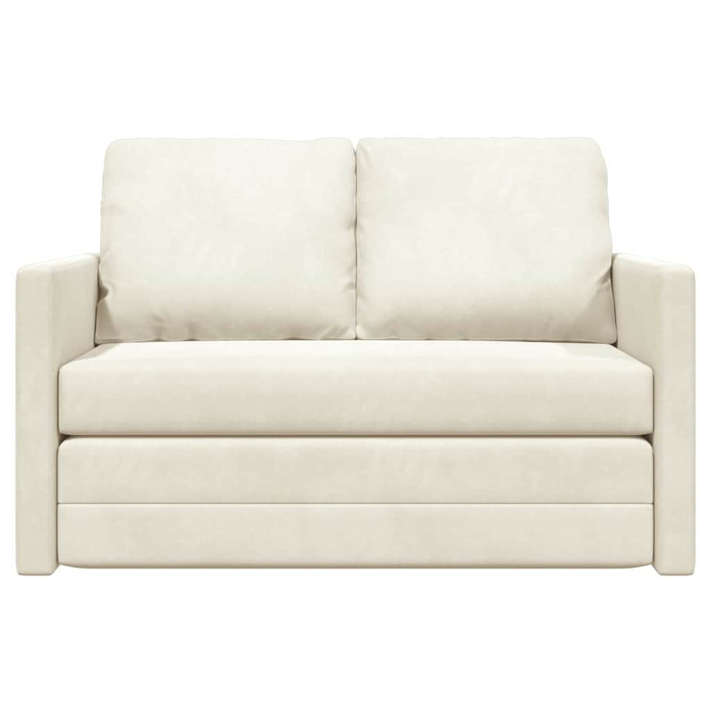 Sofá-Cama com almofada Creme 122 x 70 x 60 cm Veludo