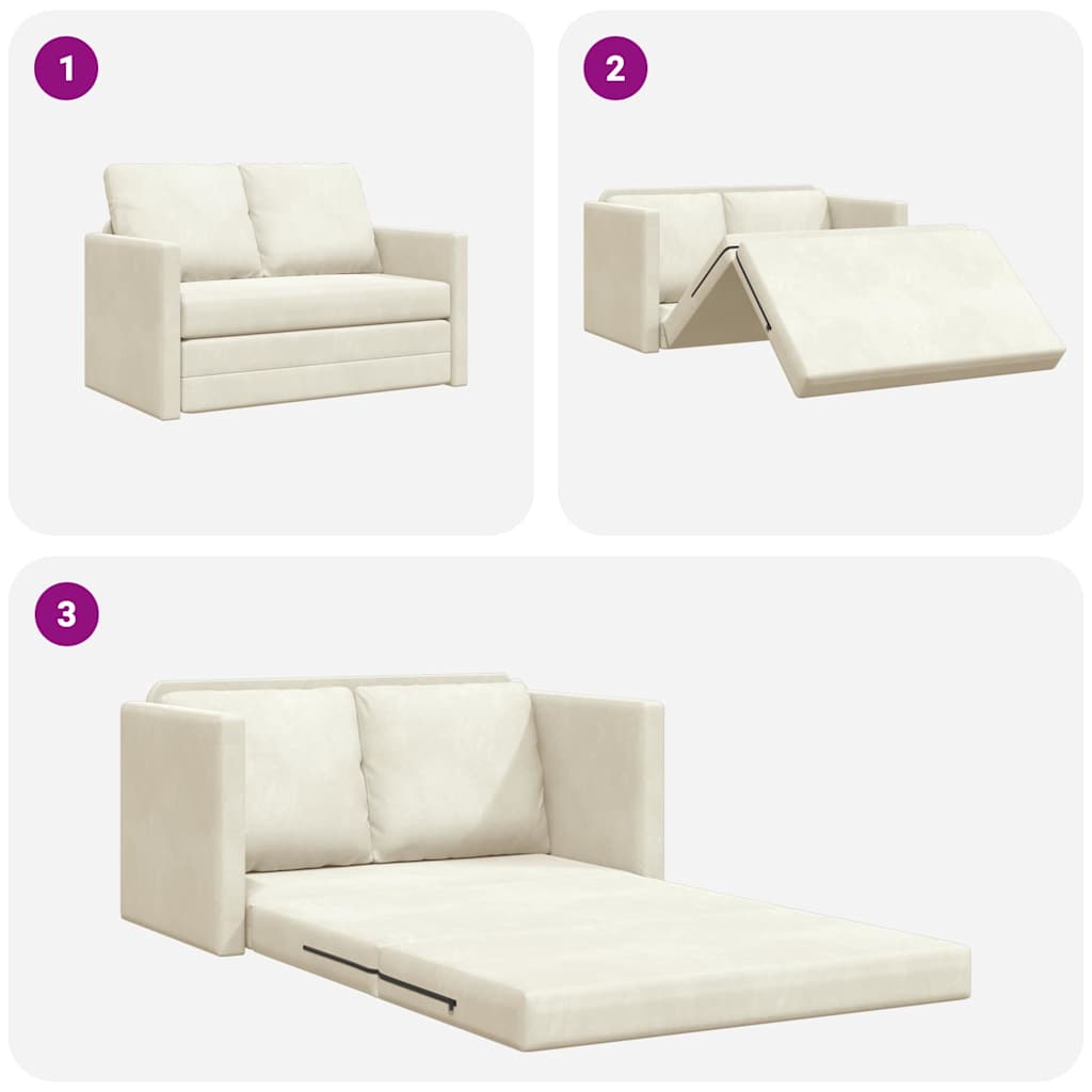 Sofá-Cama com almofada Creme 122 x 70 x 60 cm Veludo