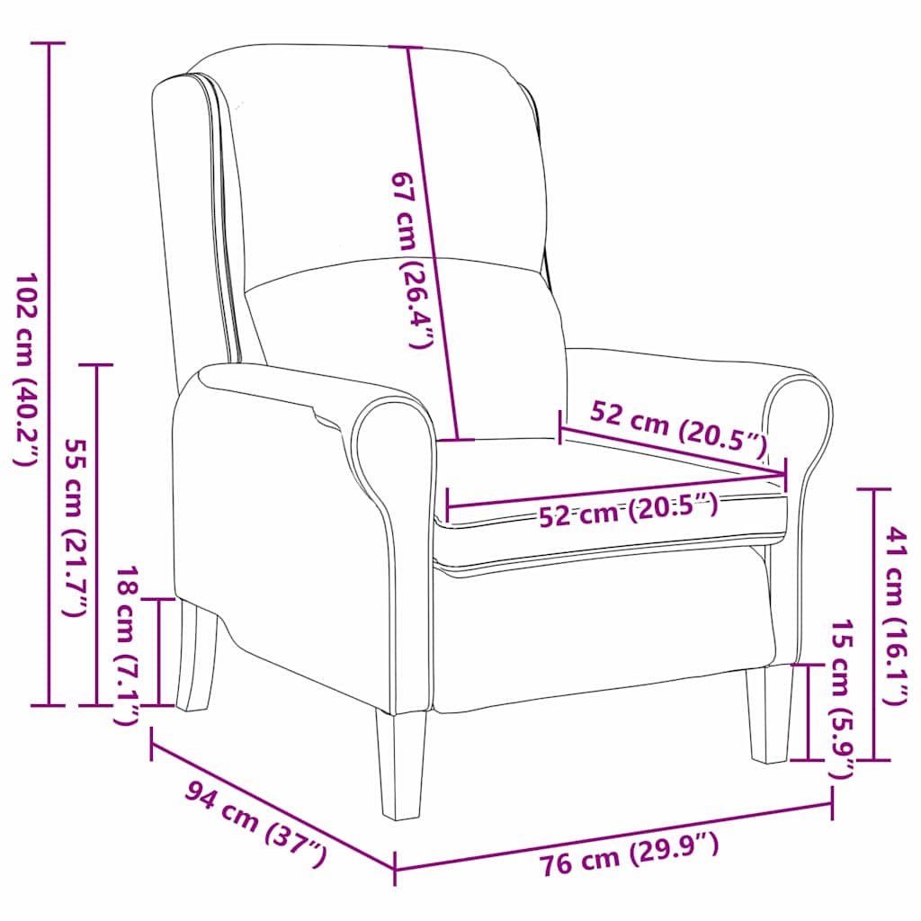 poltrona Cinzento-claro 76 x 94 x 102 cm Microfibra