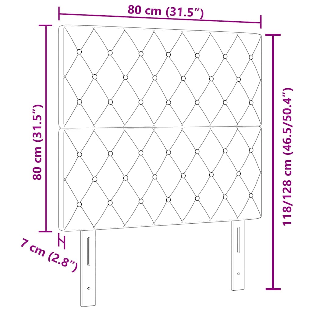 Cabeceira de Veludo Losangos Cinzento escuro 80 cm Veludo