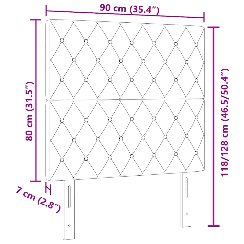 Cabeceira de Veludo Losangos Cinzento escuro 90 cm Veludo
