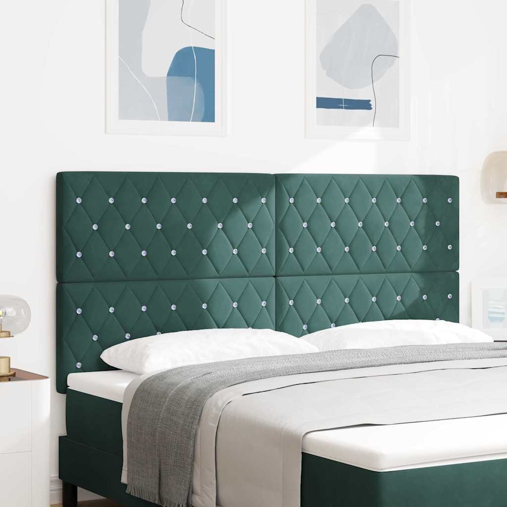 Cabeceira de Veludo Losangos Manual Verde-escuro 180 cm Veludo