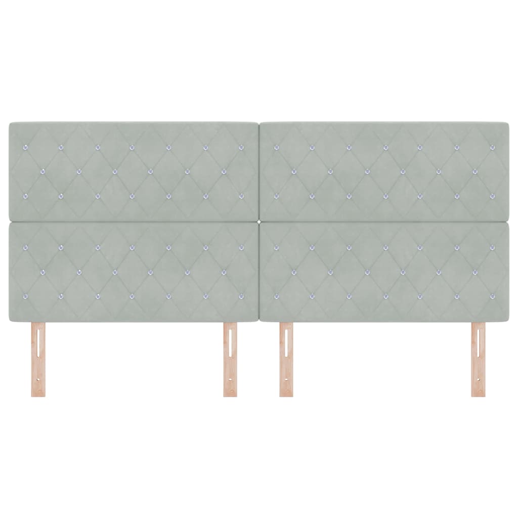 Cabeceira de Veludo Losangos Cinzento-claro 200 cm Veludo