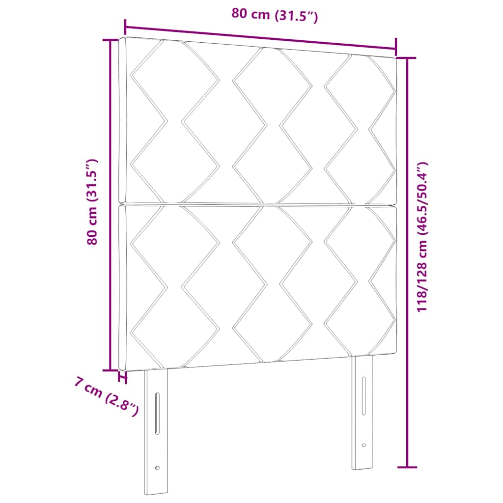 Cabeceira de Tecido Geométrico Cinzento-claro 80 cm tecido
