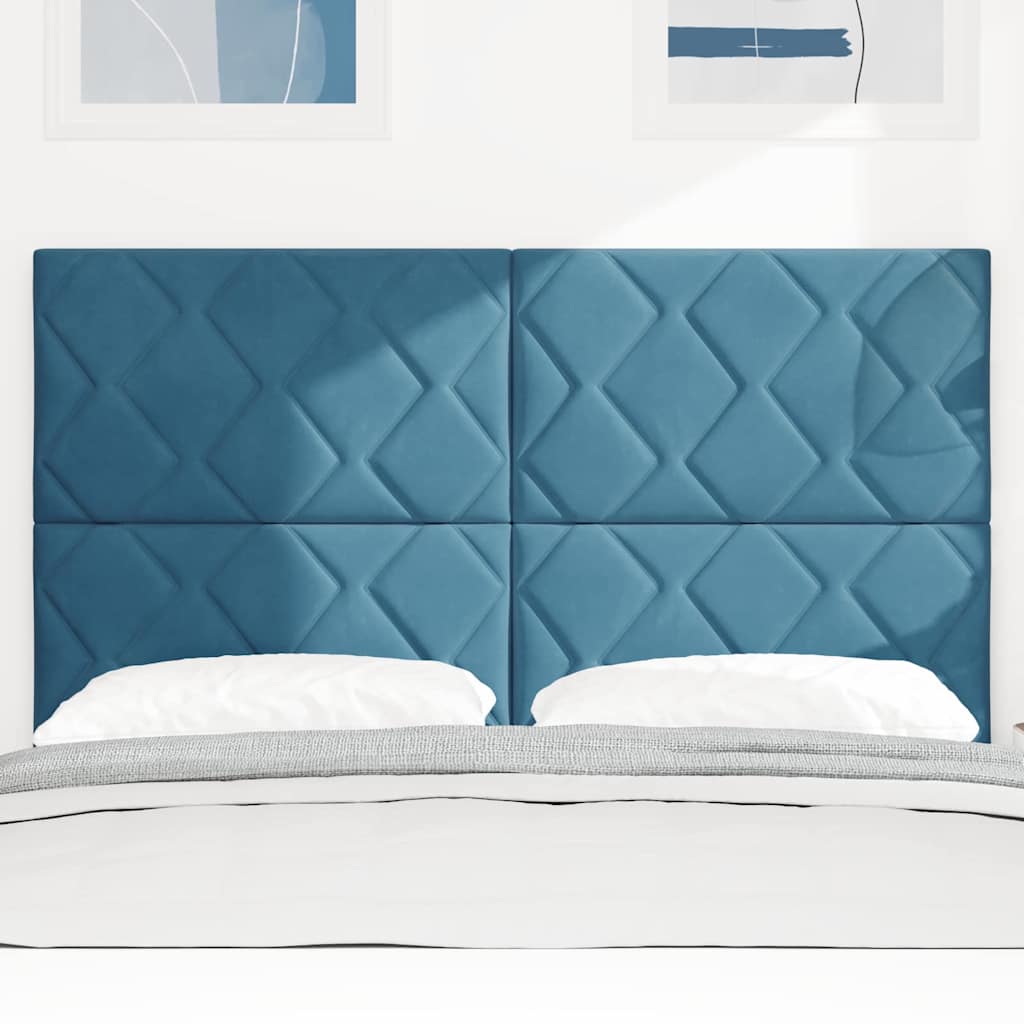 Cabeceira Montado na parede Manual Azul escuro 144 cm Veludo