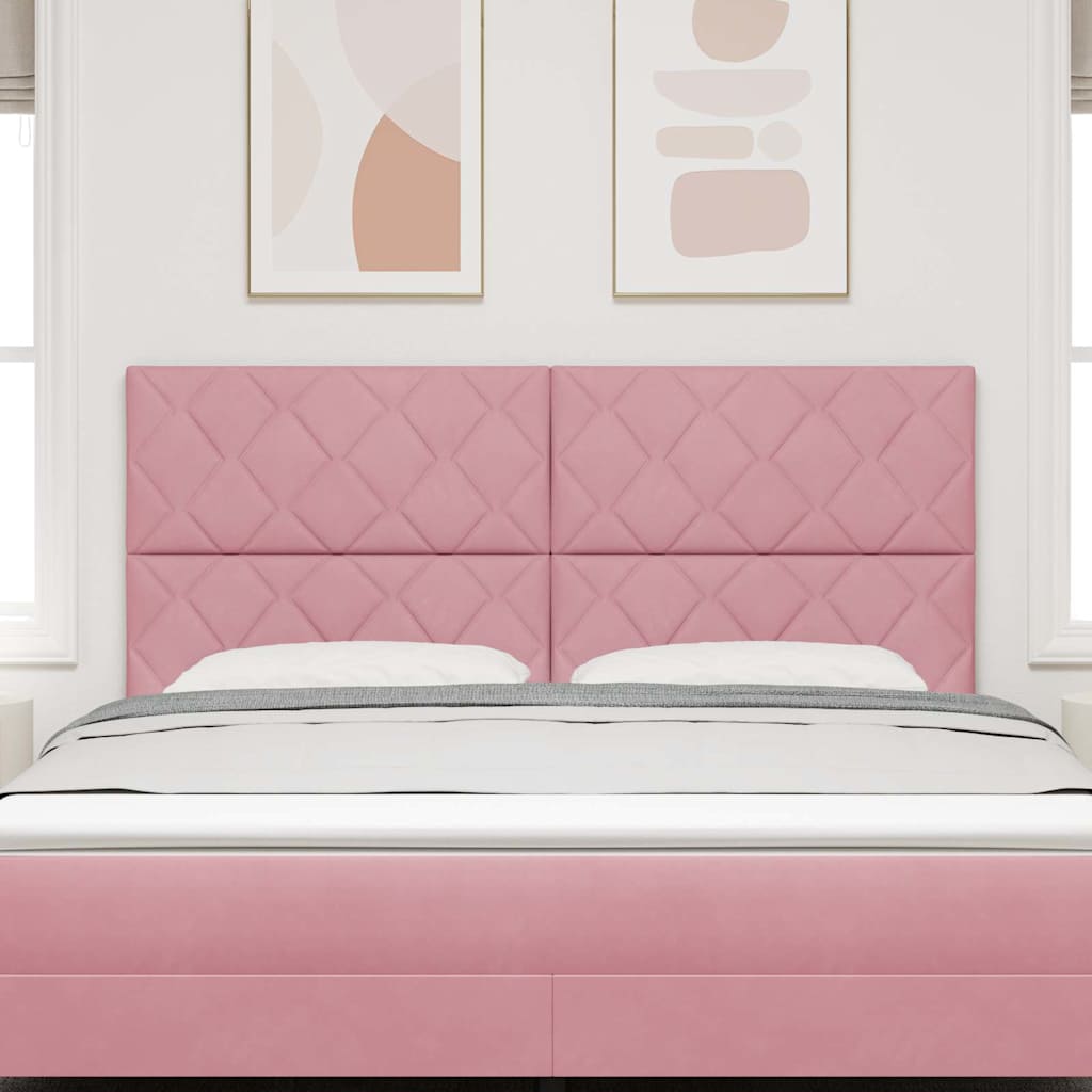 Cabeceira Montado na parede Geométrico Rosa 180 cm Veludo