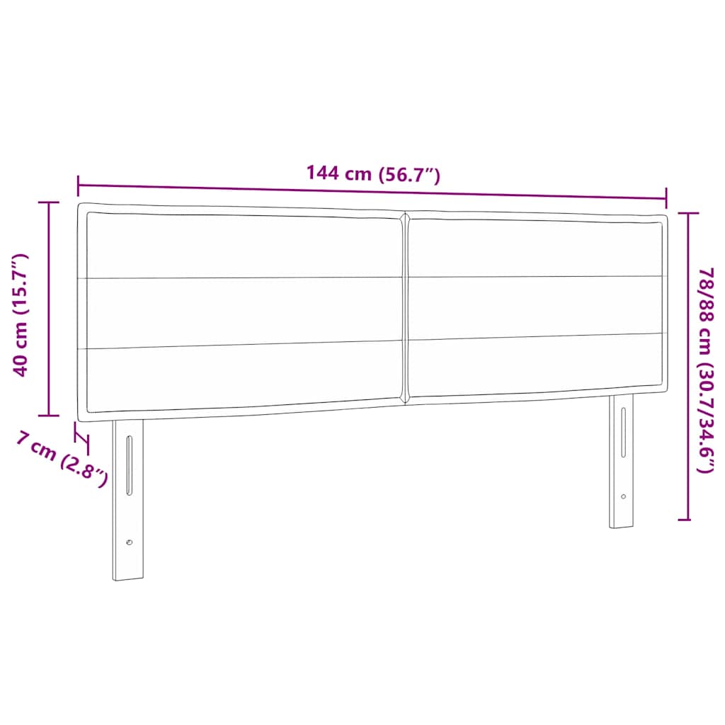 Cabeceira LED Montado na parede Cinzento-claro 144 cm tecido
