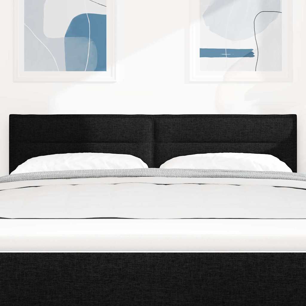 Cabeceira LED com luzes de tira LED Manual Preto 144 cm tecido