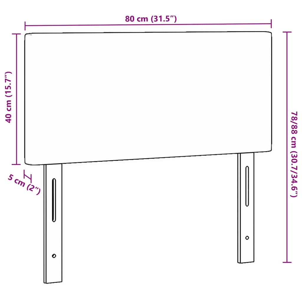 Cabeceira LED com luzes de tira LED Cinzento-claro 80 cm tecido