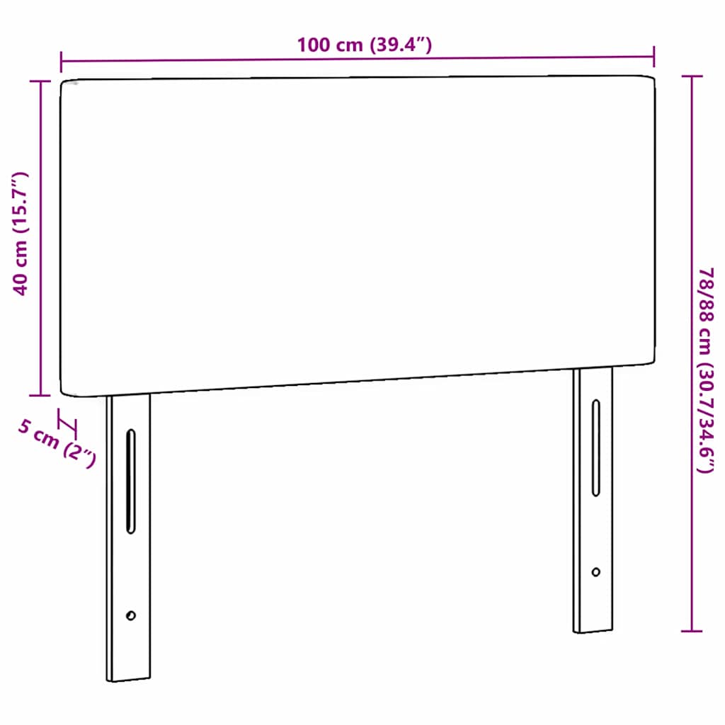 Cabeceira LED Montado na parede Cinzento escuro 100 cm tecido